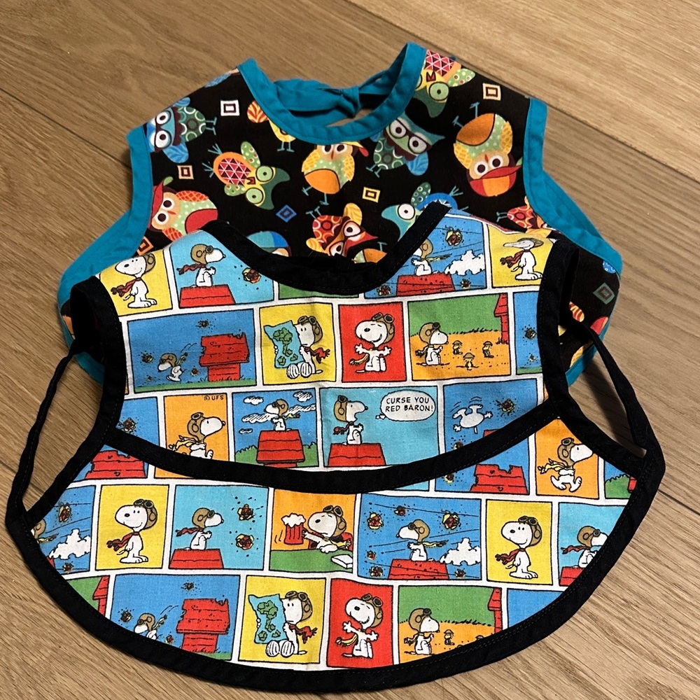 Handmade Colorful Print Toddler Bib Set